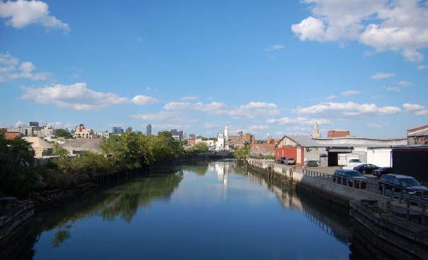 The Gowanus Canal, Brooklyn.  Once called the Gowanus Creek, a number of Dutch mills lined its shore.  Today, it is one of the most polluted waterways in the country